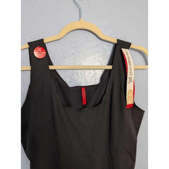 Spanx Womens Black Mid-Thigh Body Shaper 1X Compression Tank-Style Smooths Tummy - Picture 5 of 13